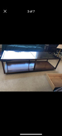 Coffee Table & Side Table Beveled Glass Top & Wood 