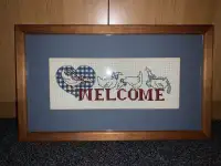 "Welcome" Cross stitch Framed