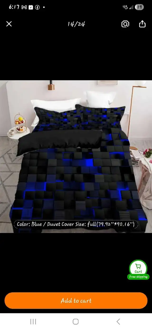 Queen zise Blue Abstract Duvet Cover Full in Bedding in Barrie - Image 2