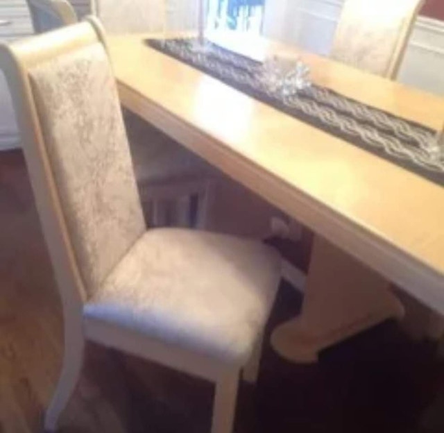 White Washed Oak Buffet/Hutch, Matching Table with 6 Chairs Hutches