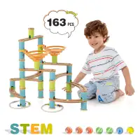 Wooden Marble Run Construction 163 PCS STEM Educational Learning