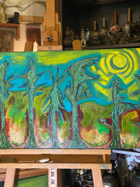 Oil Painting "Nature of the Forest" Signed 36” X 16"