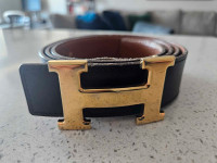 Hermes Reversable Belt with Gold Buckle
