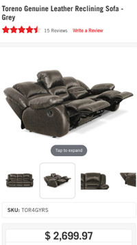 REAL LEATHER RECLINING SOFA!
