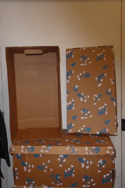 6 LONG STORAGE OR MOVING DECORATIVE CARDBOARD BOXES - NEVER USED in Storage & Organization in City of Toronto - Image 2