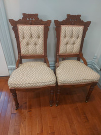 Pair of Antique Matching Walnut Side Chairs