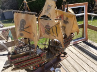 ANTIQUE WOODEN PIRATE'S SAILING SHIP