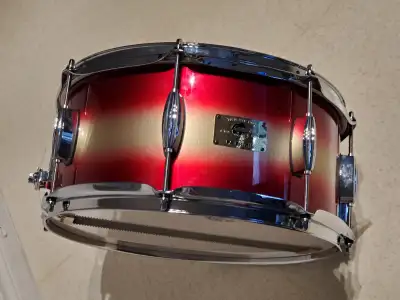 Vtg Pork Pie Snare Drum 14x6.5 Red & Gold Duco "Bill Detamore", View more
