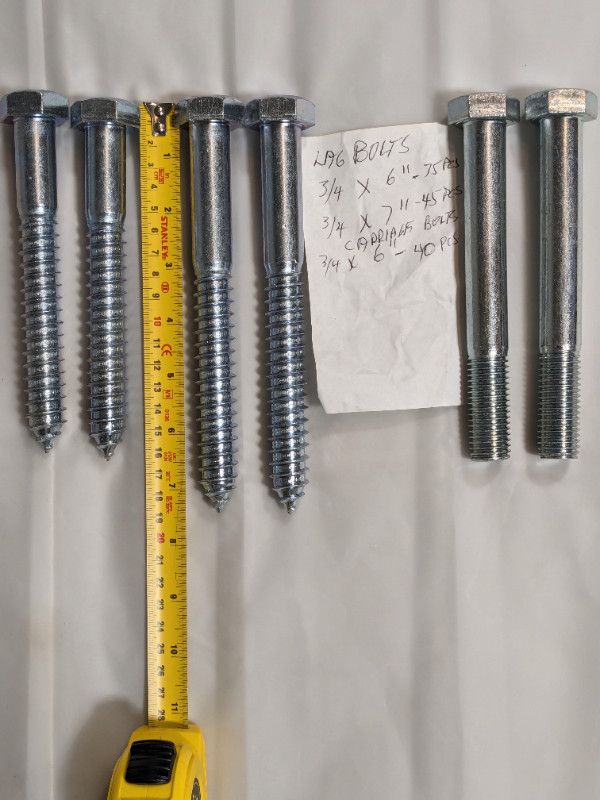 lag screw - ( 3/4 x 6" ) and ( 3/4" x 7" ) - zinc plated in Hardware, Nails & Screws in City of Halifax