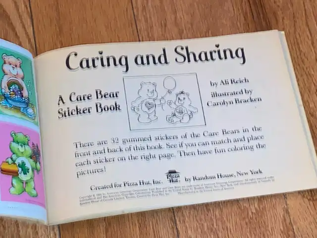 1984 Care Bears Sticker Book Caring & Sharing Pizza Hut Vintage in Children & Young Adult in St. Catharines - Image 6
