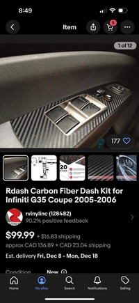 carbon fiber dashboard wrap kit infiniti g35 2005