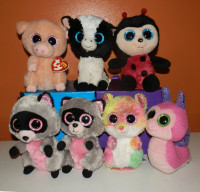 8  TY Beanie Boo Toys - Racoon - Snail - Cow - Pig - Ladybug - H