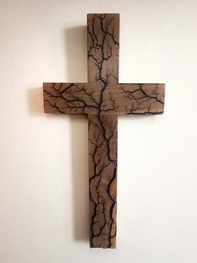 Handmade Fractal Burned Wooden Crosses, View more