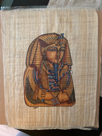 Peinture égyptienne sur papyrus (17,5 x 13,5 po)
