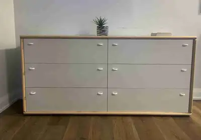 Modern 6-Drawer Dresser – White & Natural Wood – 61”, View more