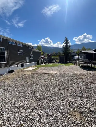 RV lot available for rent in Silver Sands RV park in Sicamous. Lot includes storage shed and pergola...