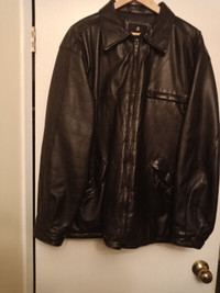 Black Leather Coat Men's Large