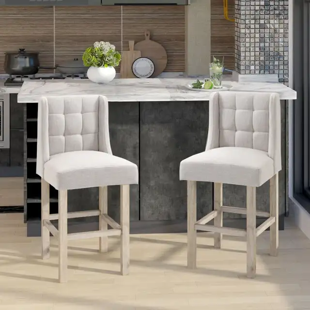 Modern Counter Bar Stool Tufted Upholstered Counter Chair for in Chairs & Recliners in Markham / York Region - Image 7