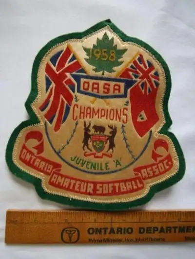 VINTAGE 1958 SOFTBALL CHAMPIONS PATCH VIVID COLOURS, View more