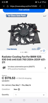 Radiator Cooling Fan For BMW 525 530 545 645 E65 750 2004-2009 6