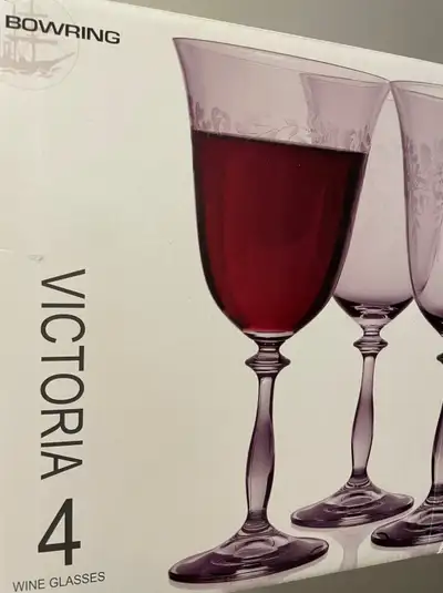 BNIB Stemware - Bowring Bohemia Crystal Wine Glasses, Set of 4, View more