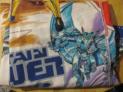 CAPTAIN POWER Vintage Bed Sheet Flat Top Twin 1987 Cartoon, View more