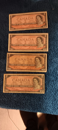 CANADIAN 1954 TWO DOLLAR BILLS