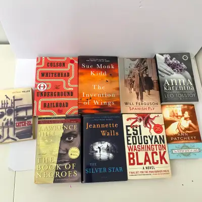 Book lot fiction novels collection featuring classic, historical, and literary titles perfect for re...