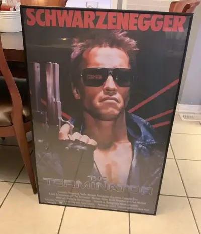Terminator movie poster for sale 24 x 36 comes framed $75. Please check out my other posters.