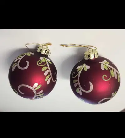 Set of 2 Vintage Red Christmas Ornaments - Large 4", View more