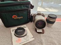 Nikon F55 kit with case and 2 lenses