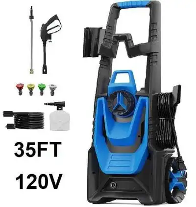 This pressure washer comes with a 35FT cord and includes a foam cannon and various accessories. It i...