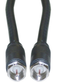 Three: Cable F-pin RG6 Coaxial Cable, Black, F-pin