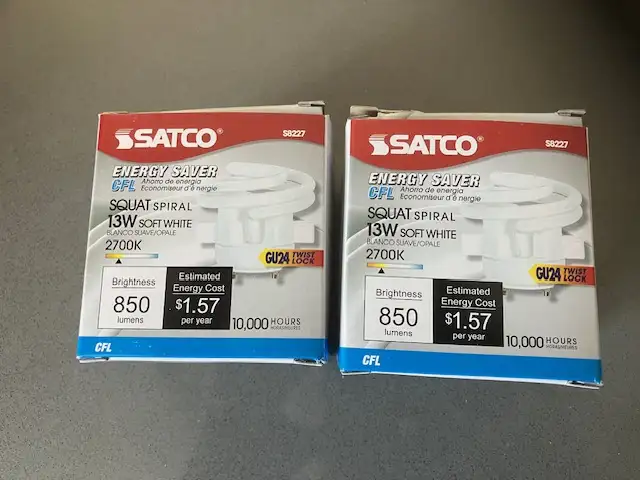 Soft White GU24 Squat Spiral CFL Bulbs & Hardware $30 in Indoor Lighting & Fans in Barrie - Image 6