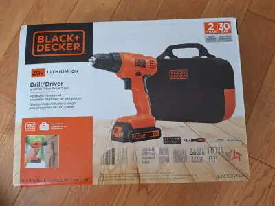 Black+Decker 20v Cordless drill + 100pc Accessory, View more