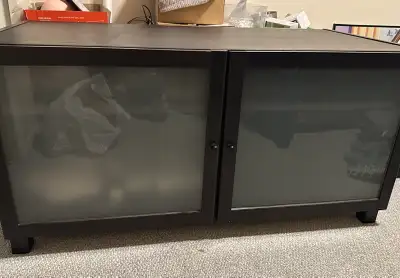 Dark brown IKEA tv cabinet with frosted glass doors. Asking $50 cash. Pick up in Hidden Valley NW.