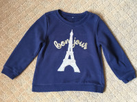 OshKosh  Sequin Sz 3-4 Pullover Sweater Eiffel Tower Flip Top