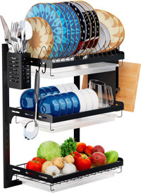 New Couguarack Wall Mount Stainless Steel Dish Rack(3-Tier)