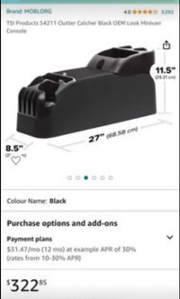 TSI Products 54211 Clutter Catcher Black OEM Look MinivanConsole