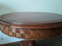 Wooden Accent Table with Rattan Details