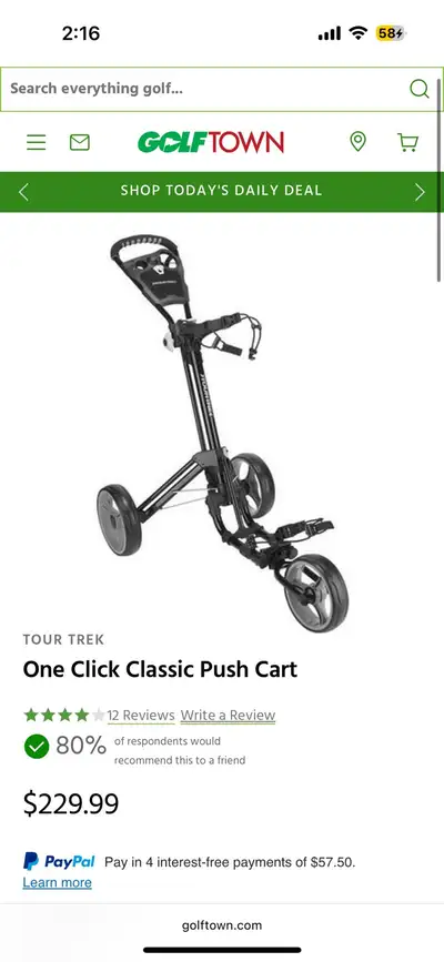 TOUR TREK One Click Classic Push Cart, View more