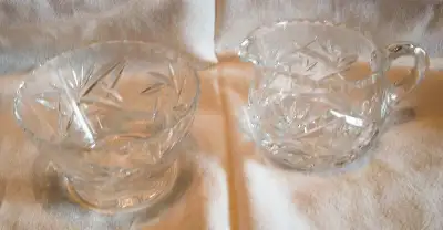 Vintage Pinwheel Crystal Cream and Sugar, View more