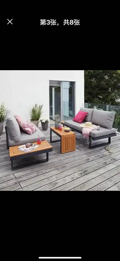 Outdoor furniture set waterproof outdoor sofa set wooden bench seat modern rattan aluminum outdoor O...