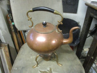 1930s COPPER GOOSENECK TEAPOT ON STAND UNUSUAL LOCK MECH $40.