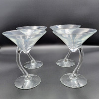 Set Of 4 Libbey Swerve Martini Cocktail Glasses With Box Clear C