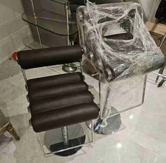 TWO Black leather chrome bar stool in Chairs & Recliners in City of Toronto - Image 3