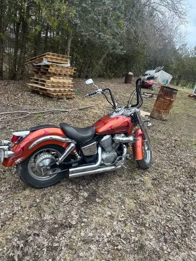 2000 Honda shadow ace 105,000 kms on bike 50,000 on motor Ape hangers just installed Air horn on the...