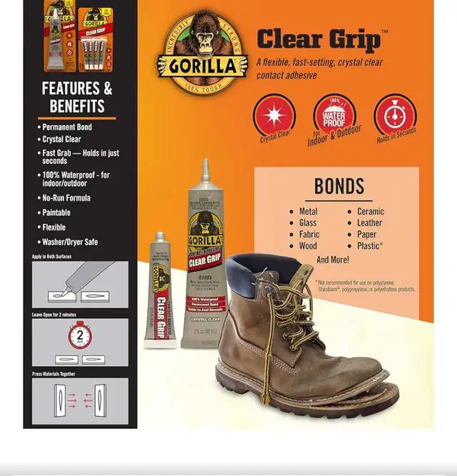 One pack 4 tubes Gorilla clear grip glue new  in Hand Tools in Windsor Region - Image 4