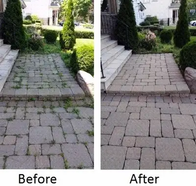1. Pressure washing - High Pressure 4000 psi, used to remove old debris and weeds. 2. Polymeric sand...