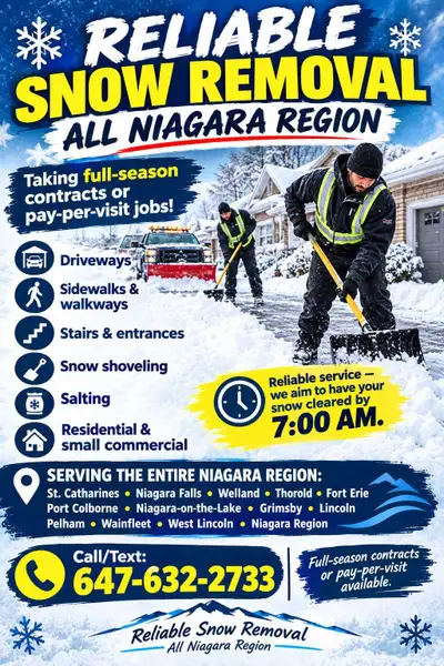 ❄️ RELIABLE SNOW removal, Niagara region, View more